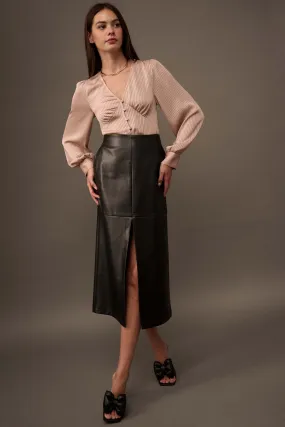 Leading Edge Vegan Leather Pencil Skirt