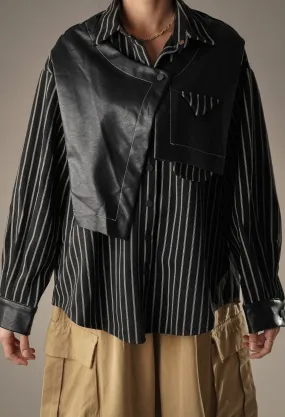 Leather Patchwork Oversized Shirt