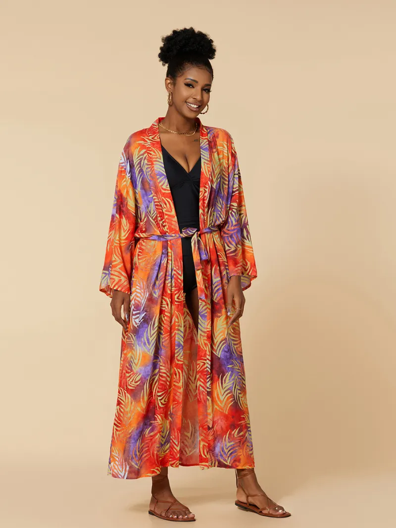 Look At The Sky Women's Rayon Long Kimono Jacket