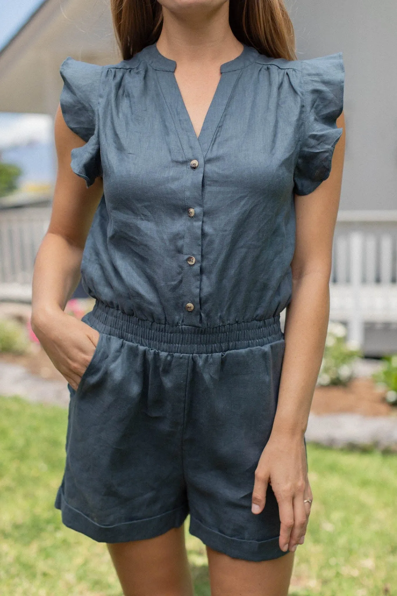 Lorelai Romper - Dusty Blue