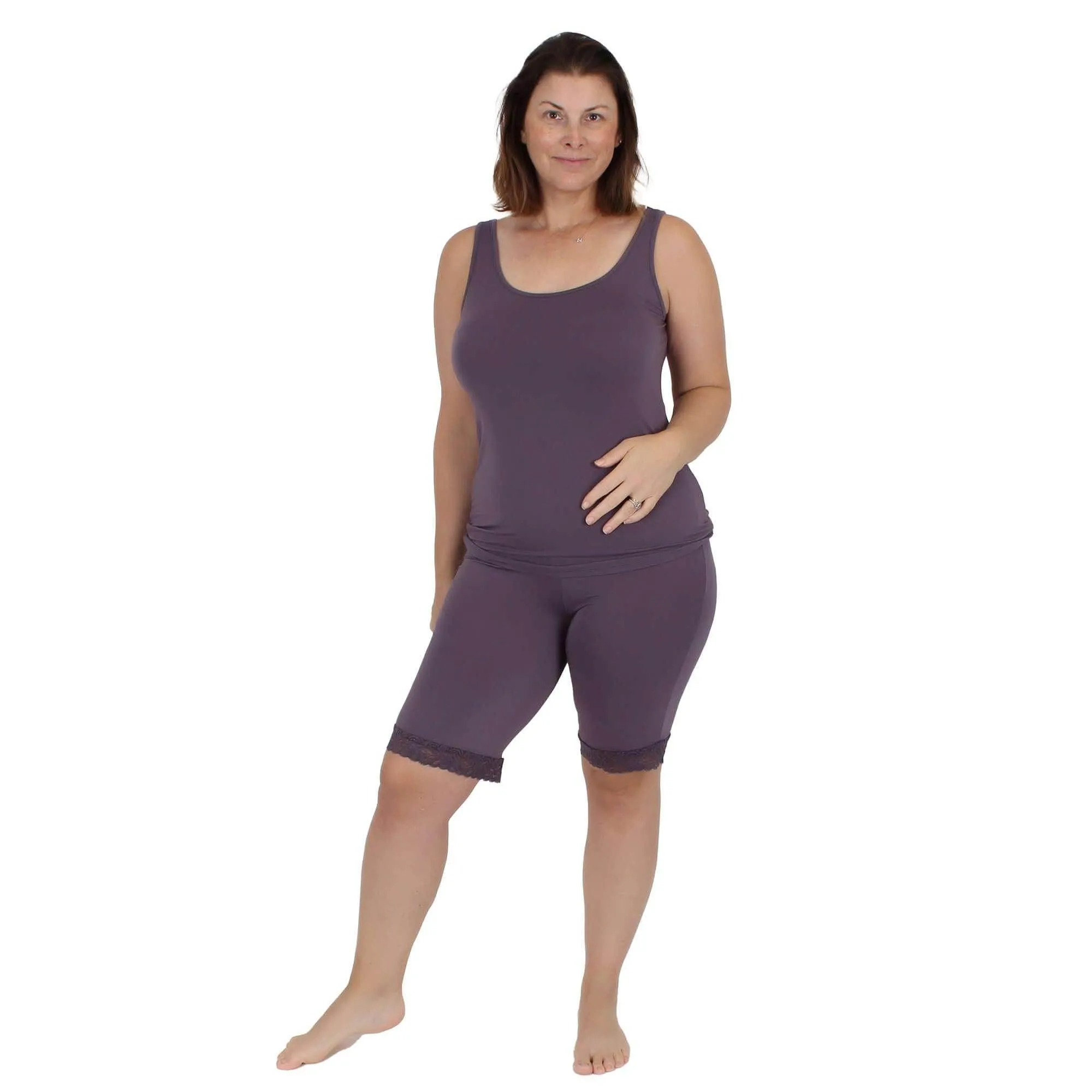 Lux Cotton Modal Anti Chafing Slipshort 11" | Dark Lilac