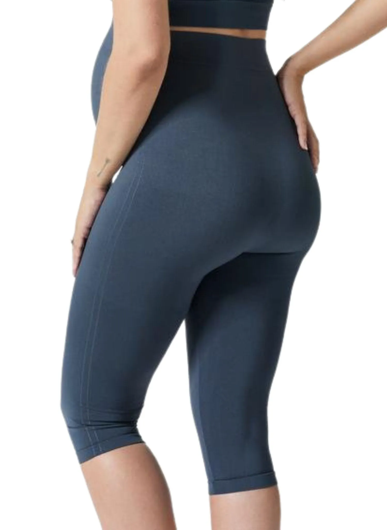 Maternity Belly Support Crop Legging - Storm Blue