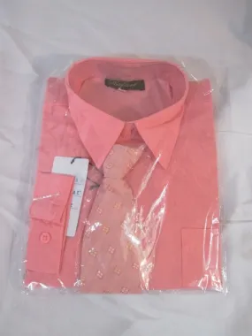 NEW BOYS RAFAEL Dress Shirt Tie Set 12 CORAL PINK Recital Party Wedding