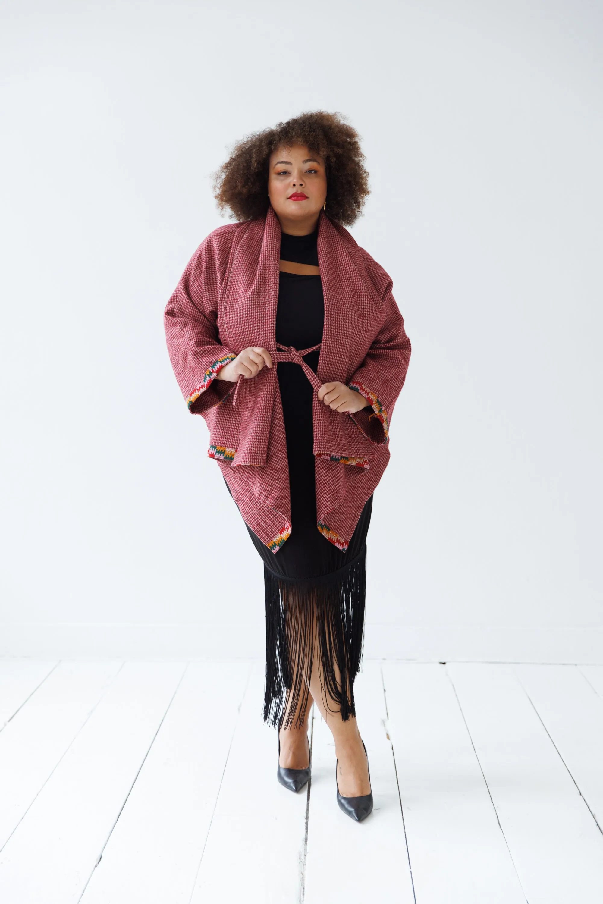 NEW! Wool Cape Coat Cocoon Vermillion