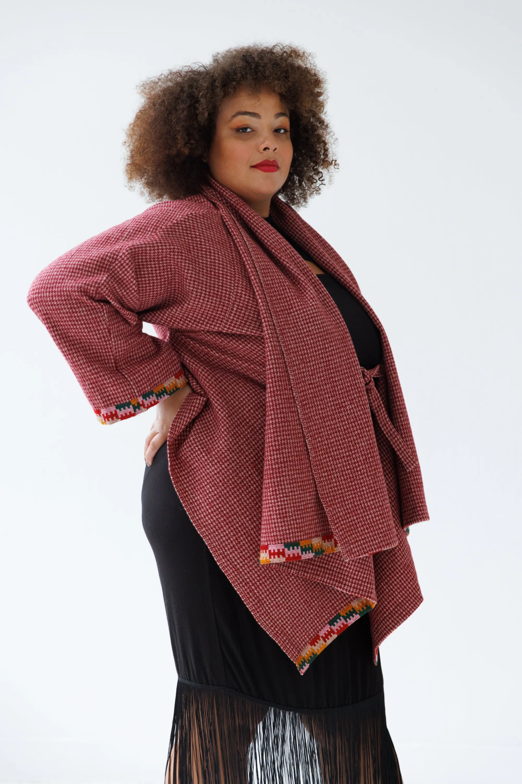 NEW! Wool Cape Coat Cocoon Vermillion