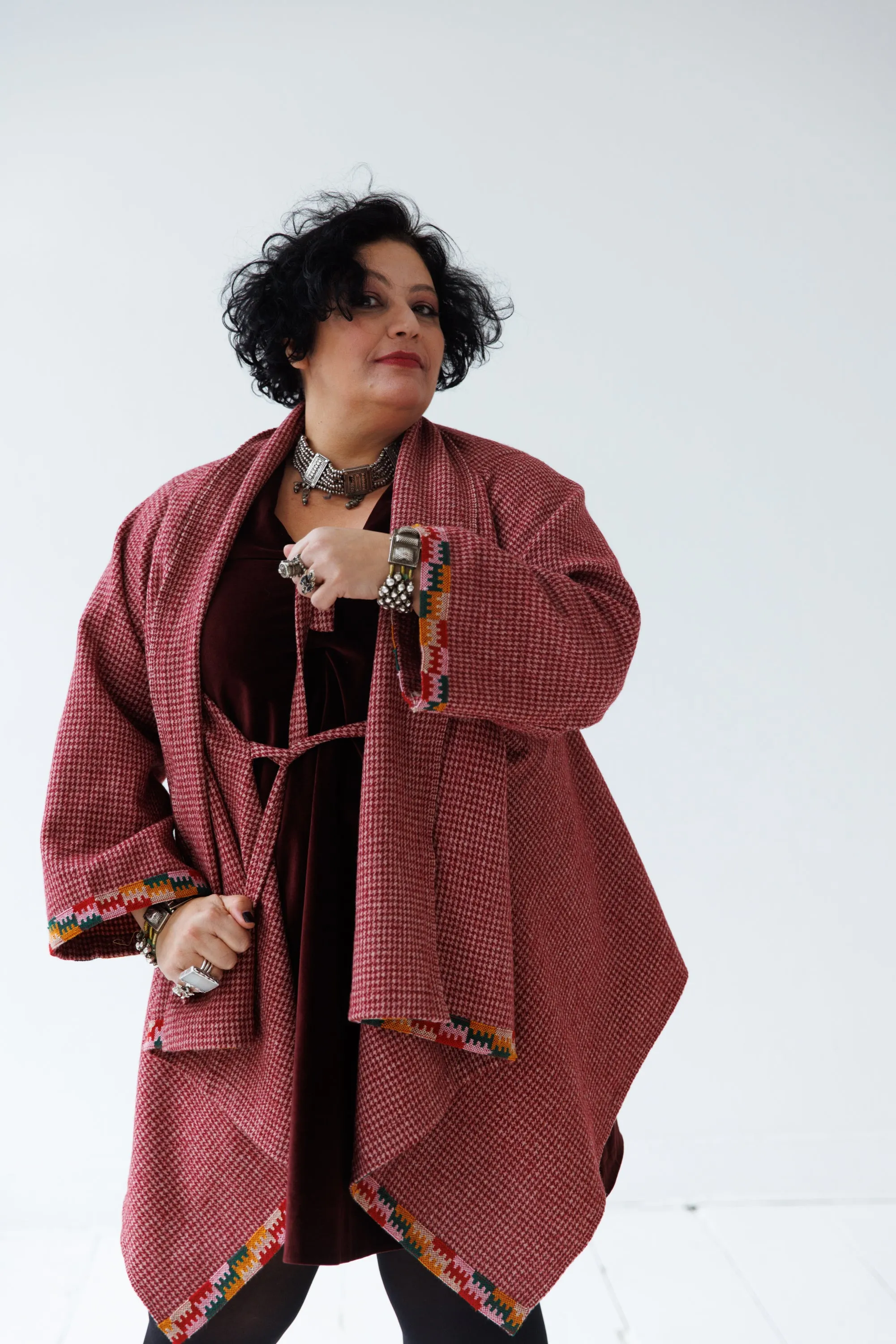 NEW! Wool Cape Coat Cocoon Vermillion