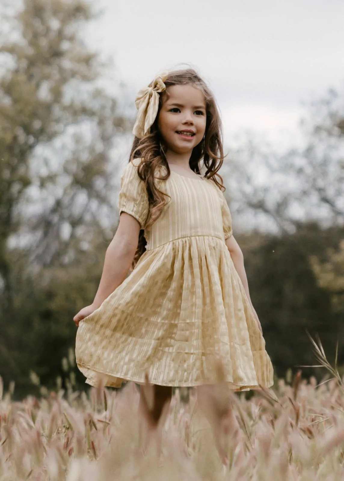 NoraLee Girls Lemon Metallic Luisa Dress