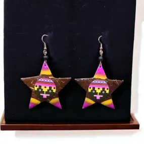 OLDTRIBES™ Painted Wood Yellow Star Earrings