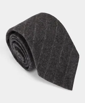 Pinstripe Flannel Wool Tie in Grey