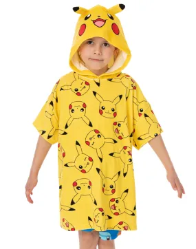 Pokemon Kids Pikachu 3D Ears Towel Poncho