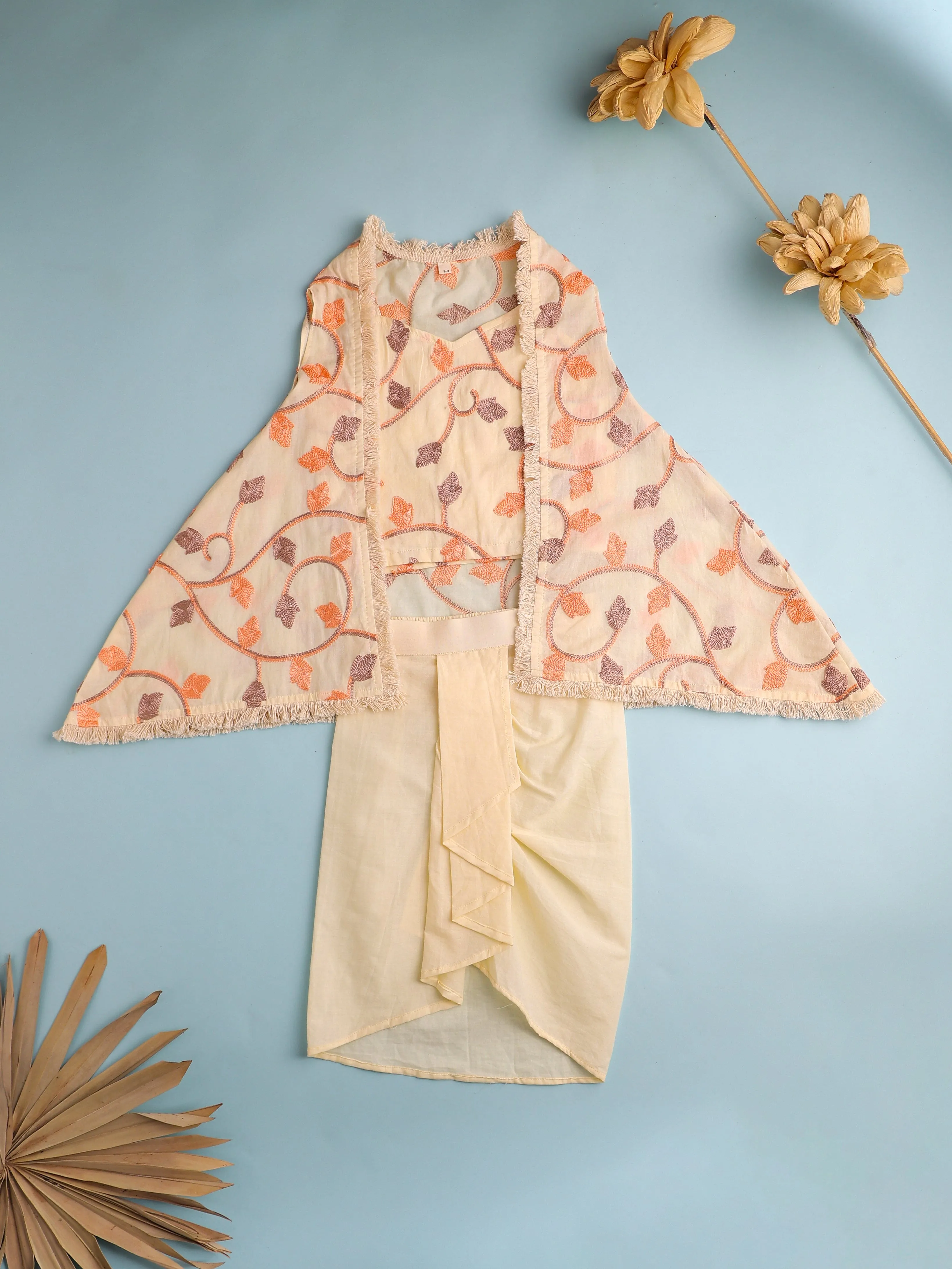 Pre-Order:  Girl 3 Pc Cape Set- Beige