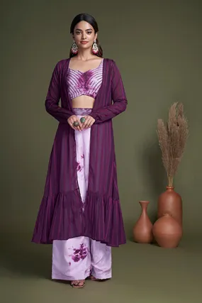 Purple Silk Traditional Indian Ethnic Koti Style Palazzo Collection