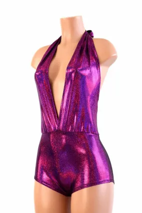 "Josie" Romper in Fuchsia Sparkly Jewel Holographic