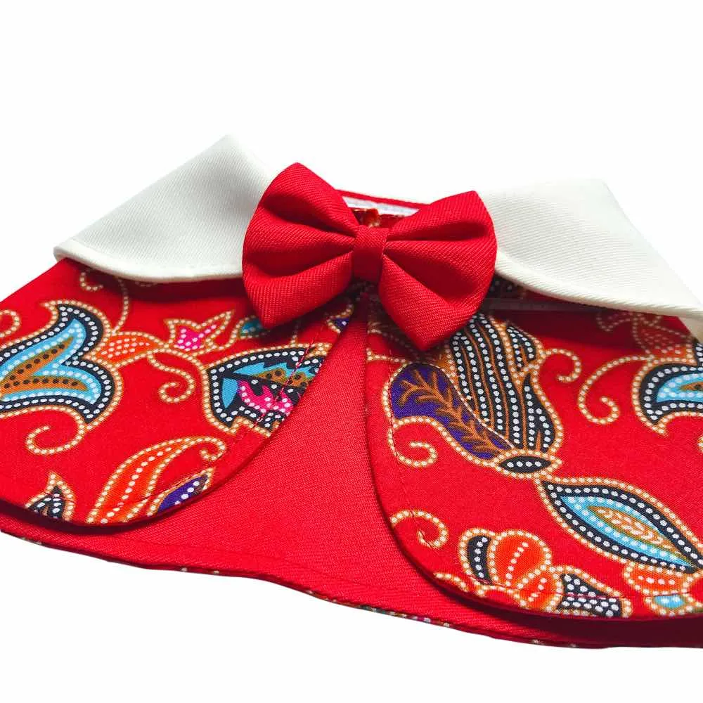 RuffCo Handcrafted Cape For Cats & Dogs (Red Batik)