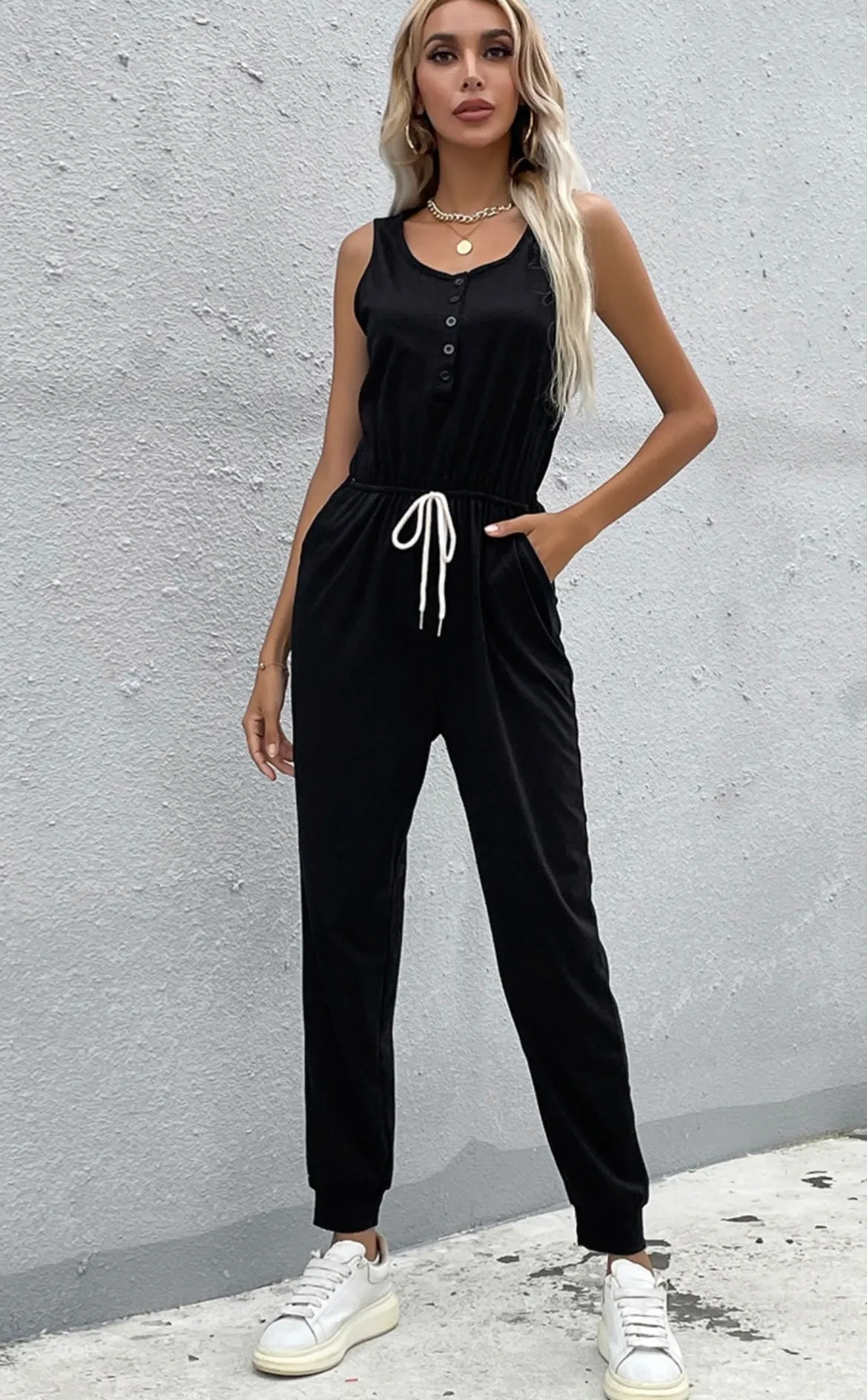 Slant pocket jumpsuit