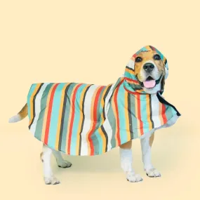 Stripe Printed Cape Style Dog Raincoat