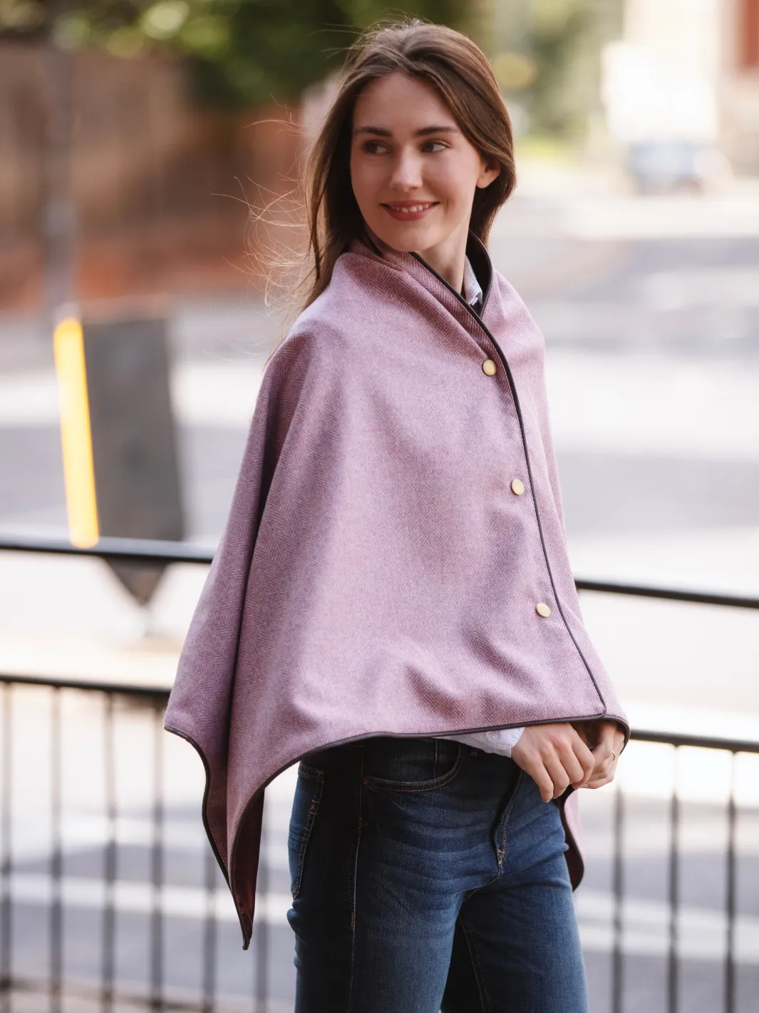 Tweed Shawl - Pink Herringbone