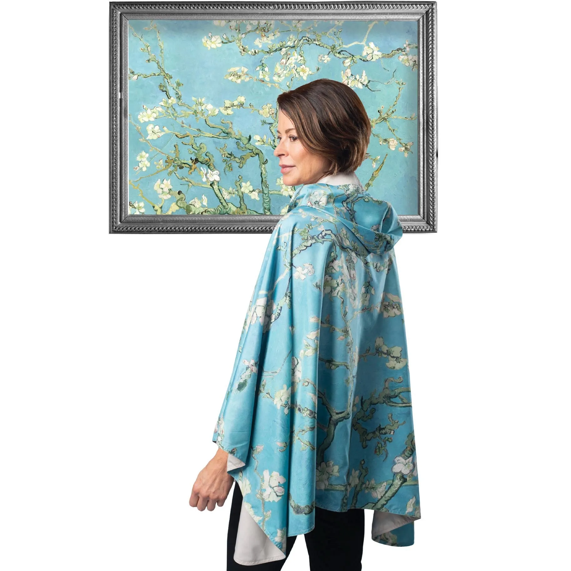 van Gogh Almond Blossom Womens Rain Cape - Rainproof Breathable Rain Poncho