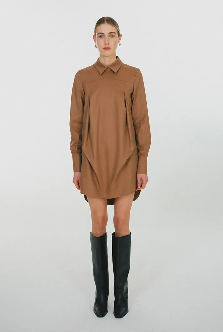 Vegan Leather Draped Tunic Dress