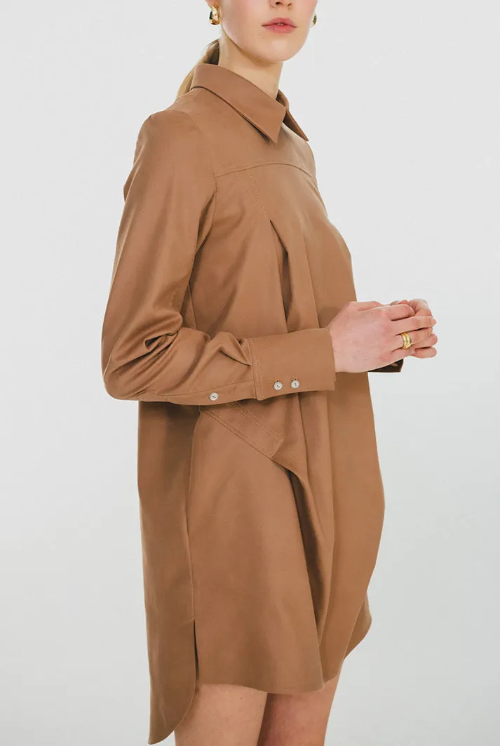 Vegan Leather Draped Tunic Dress