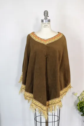 Vintage 1960s Brown Velvet Poncho Hollywood Costume From Warner Brothers