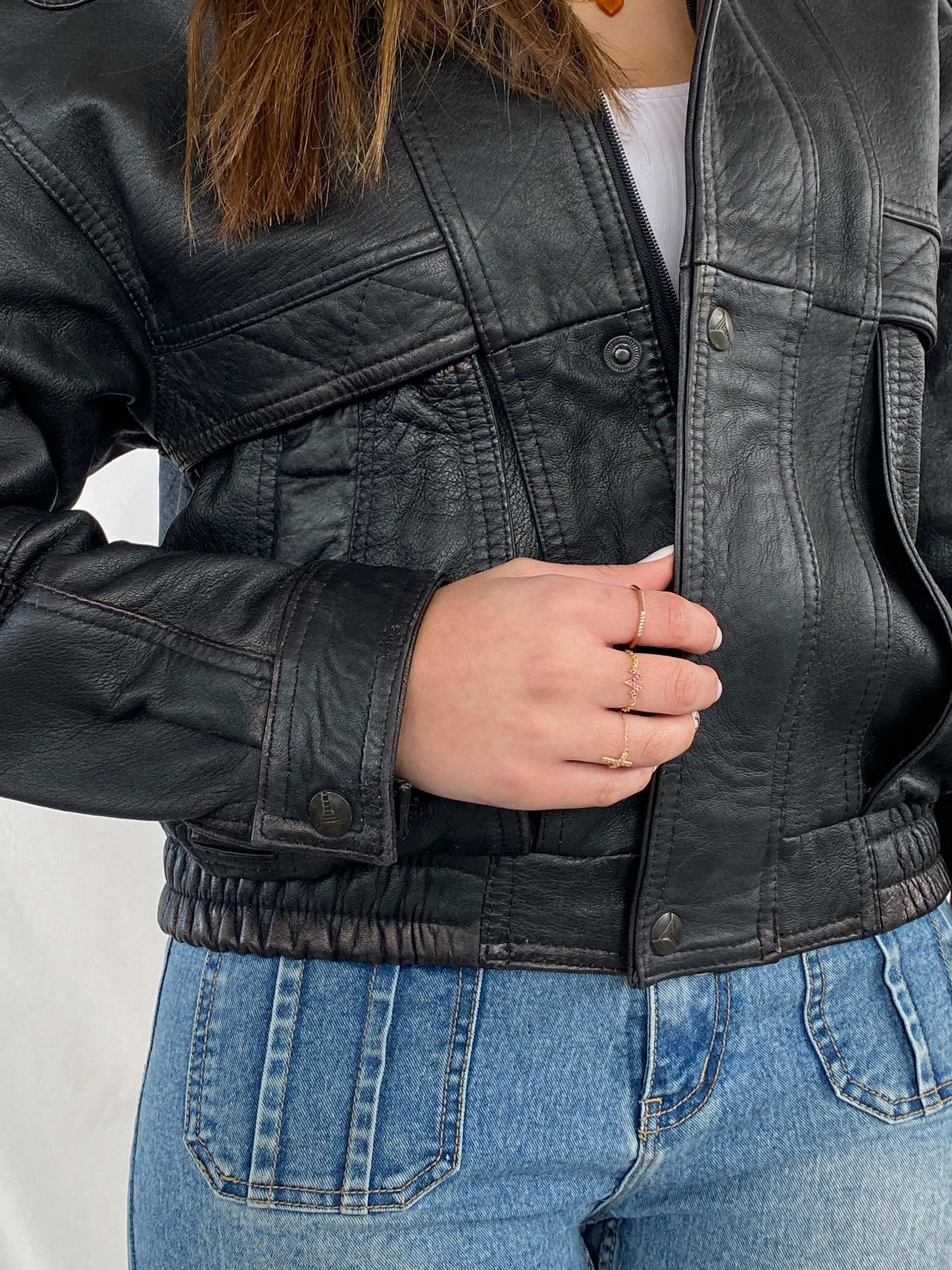 Vintage 90s Genuine Leather Heavy Bomber Jacket