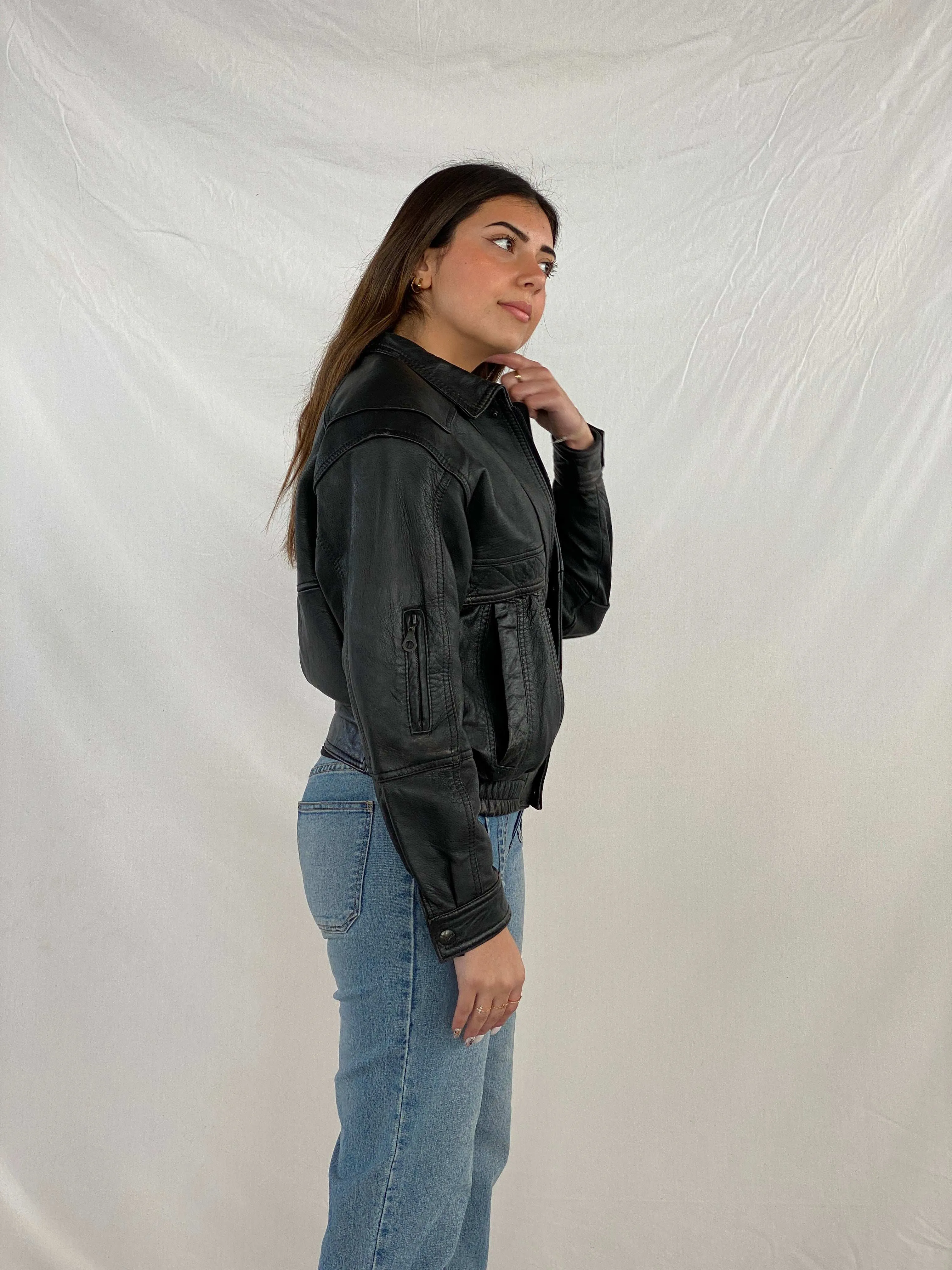 Vintage 90s Genuine Leather Heavy Bomber Jacket