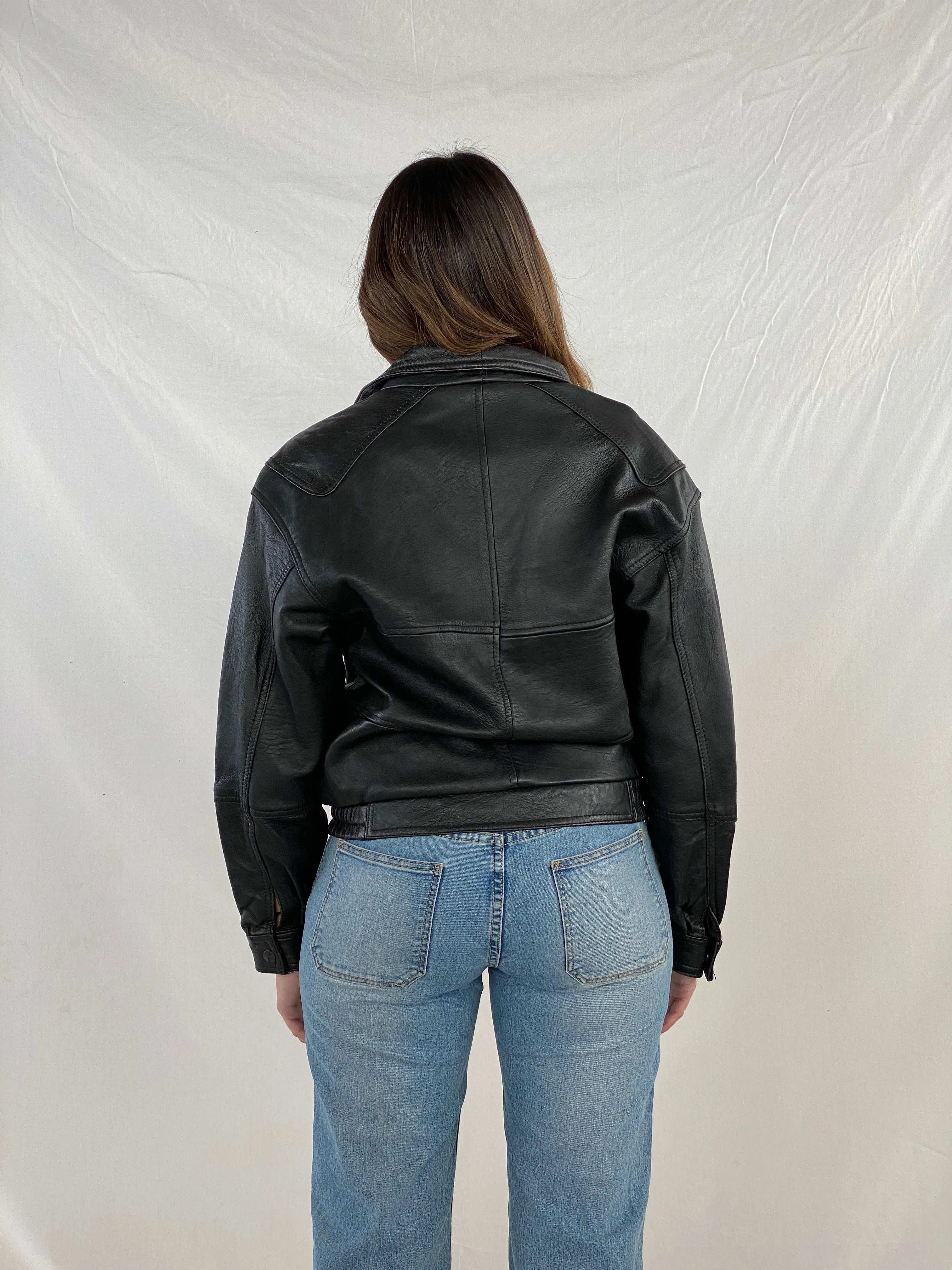 Vintage 90s Genuine Leather Heavy Bomber Jacket