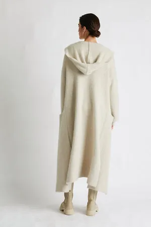 VIVIAN CASHMERE COAT WITH HOOD - SHELL BEACH