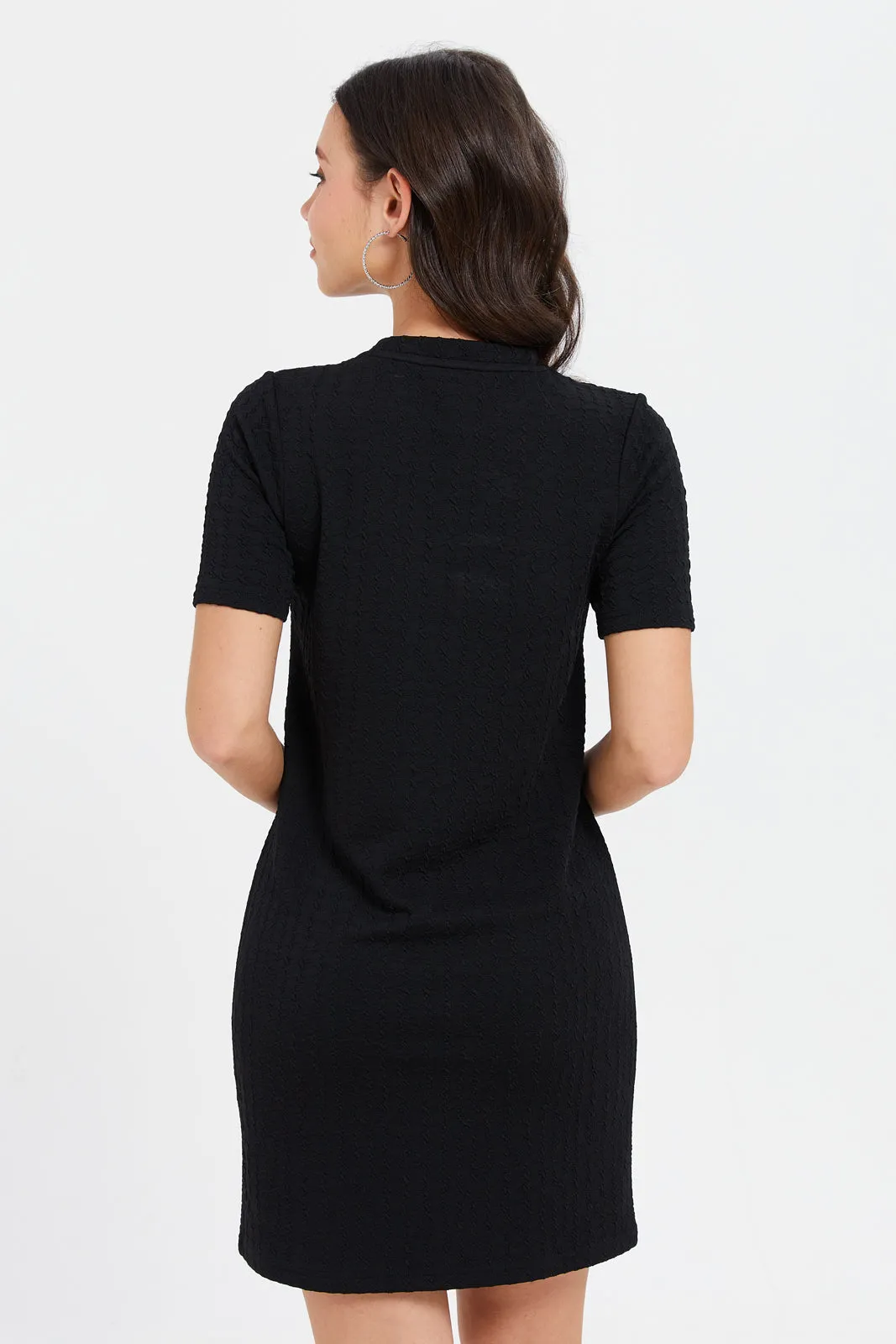 Women Black Short Sleeve T-Shirt Dress